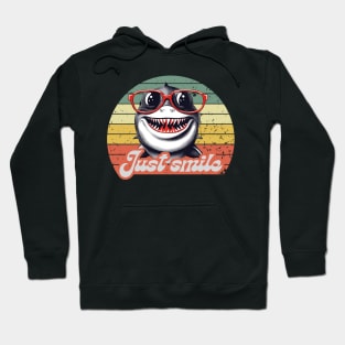 Just smile funny shark with red glasses Hoodie